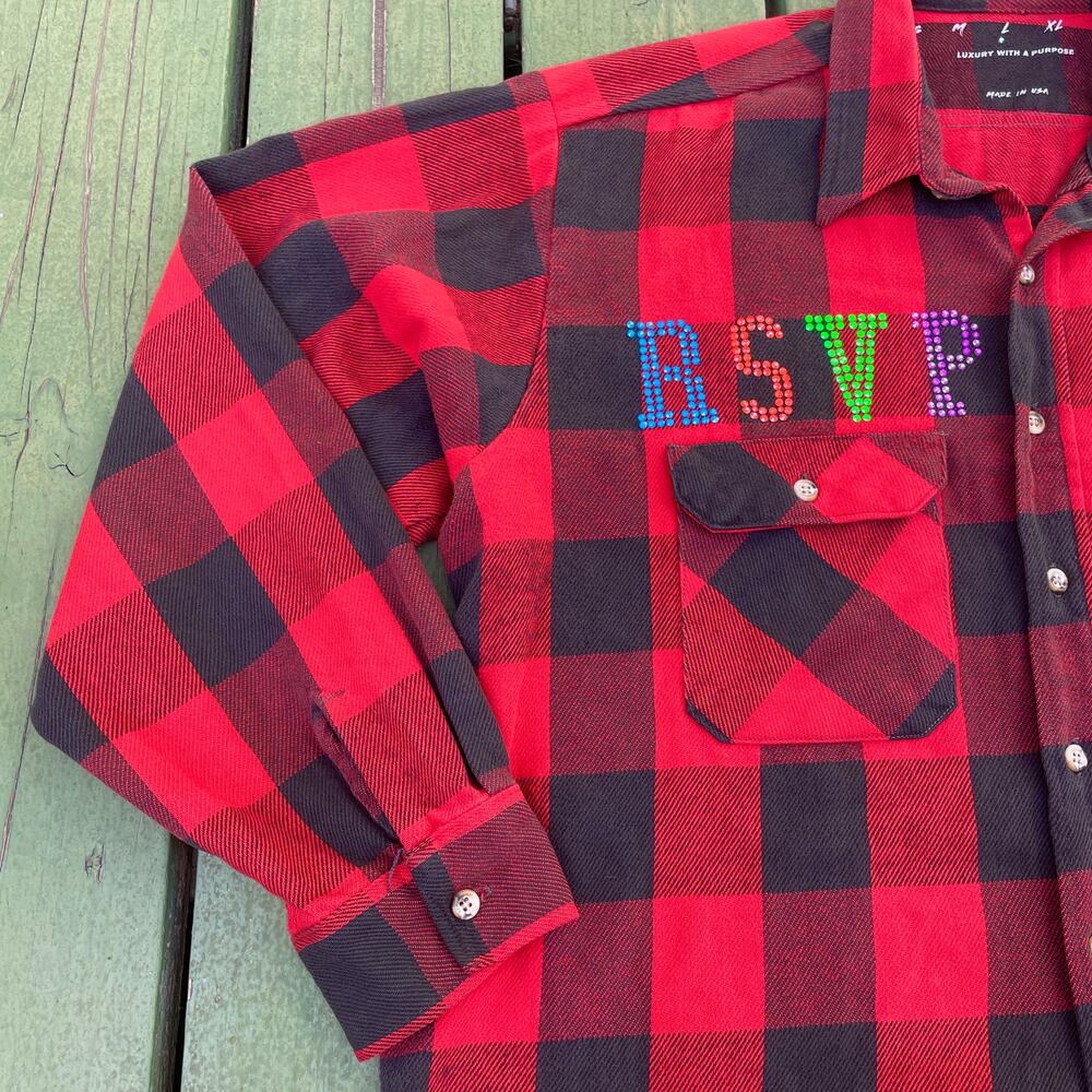 RSVP Gallery x Ales Grey Crystal Bejeweled Button Up Shirt Top sz L Large Men's - Picture 4 of 6